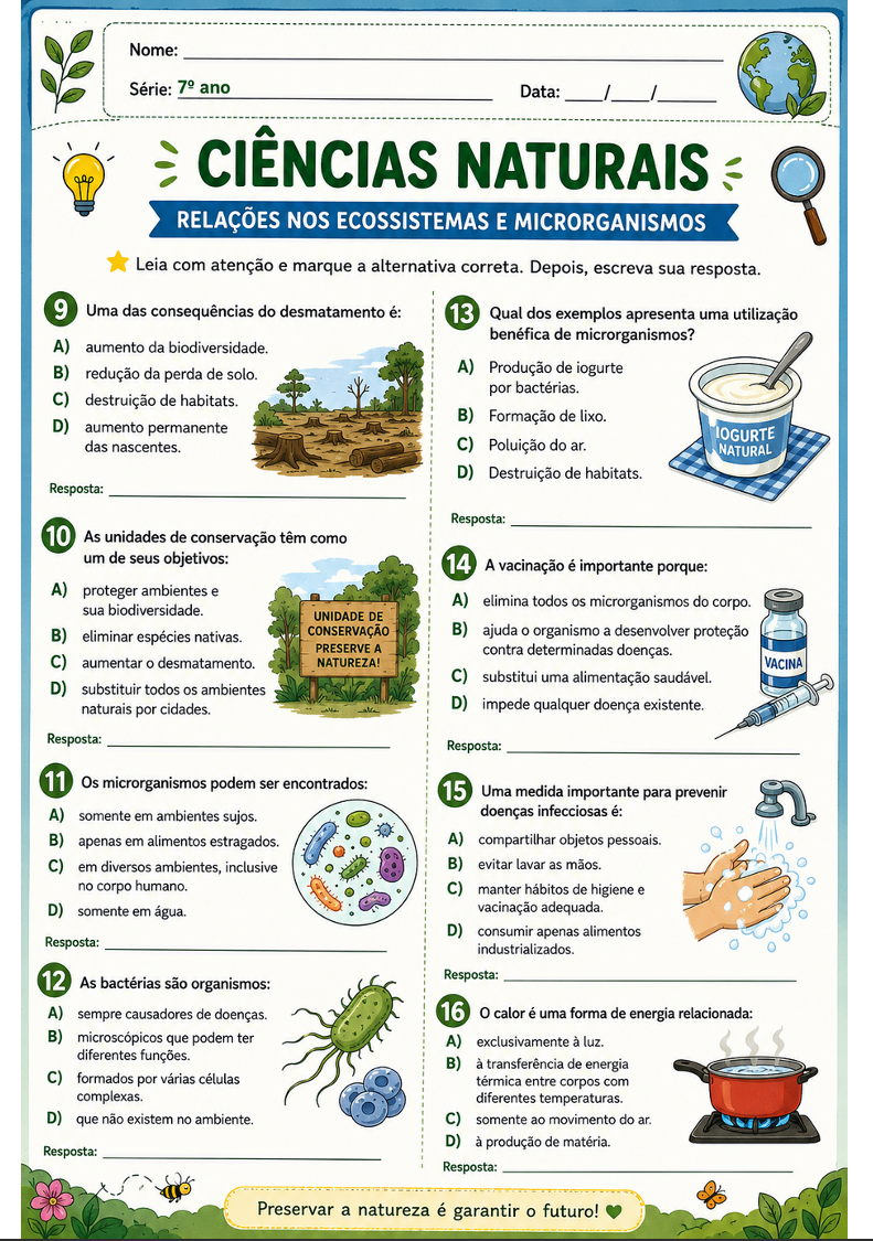 Página de atividade de Ciências 2